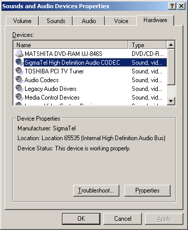 Windoes Driver for High-Definition Audio
