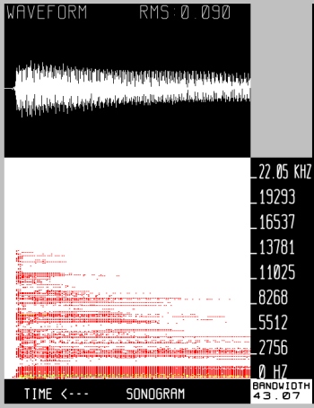 A sonogram of a decaying signal
