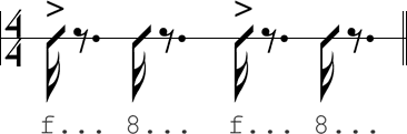 A dseq phrase translated into rhythm notation.